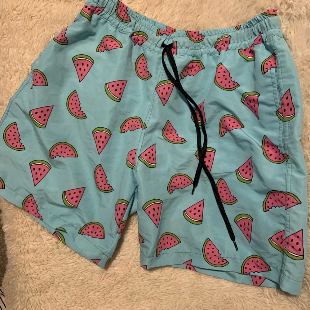 Watermelon swim trunks